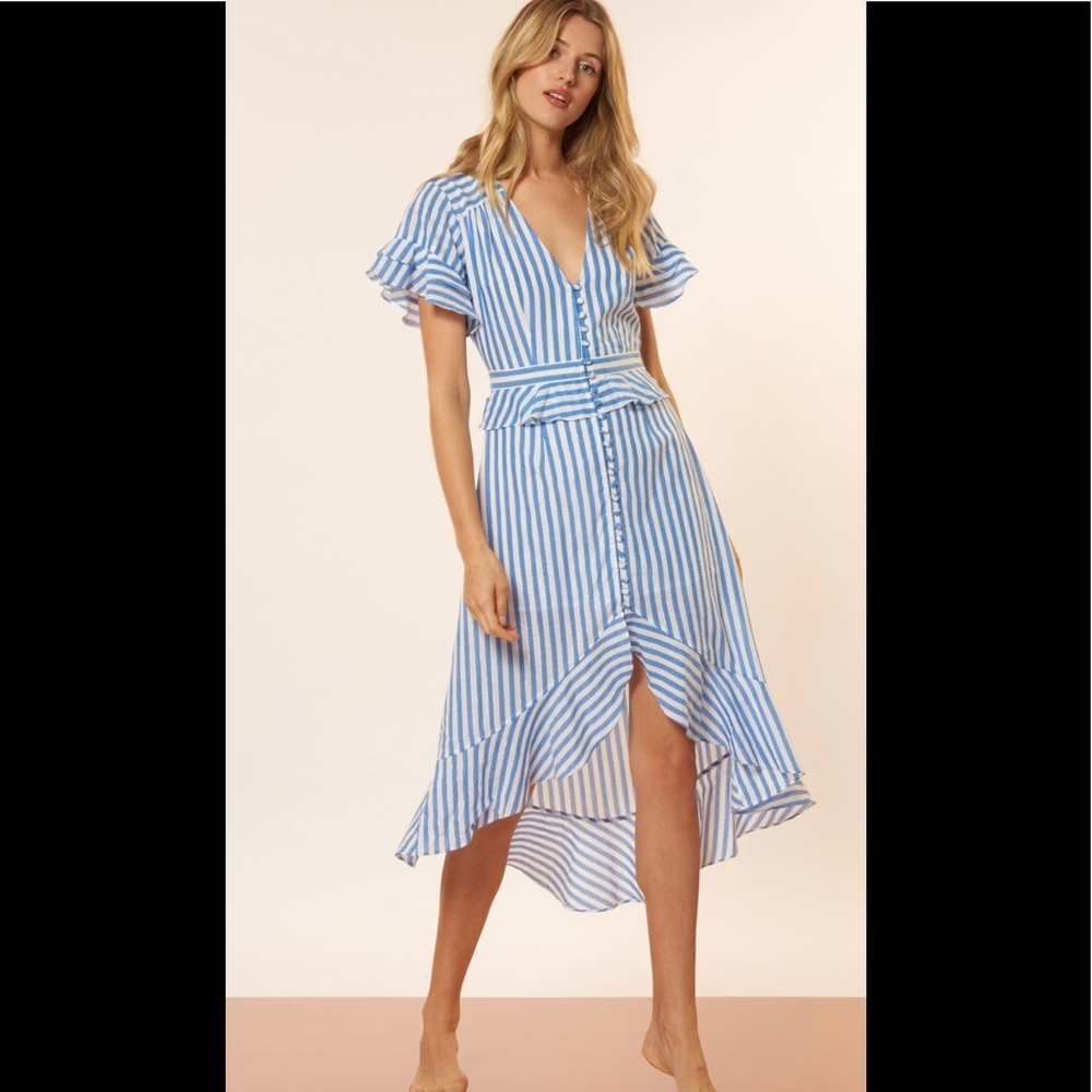 Red Carter Valentina Dress Ruffled Striped Cotton